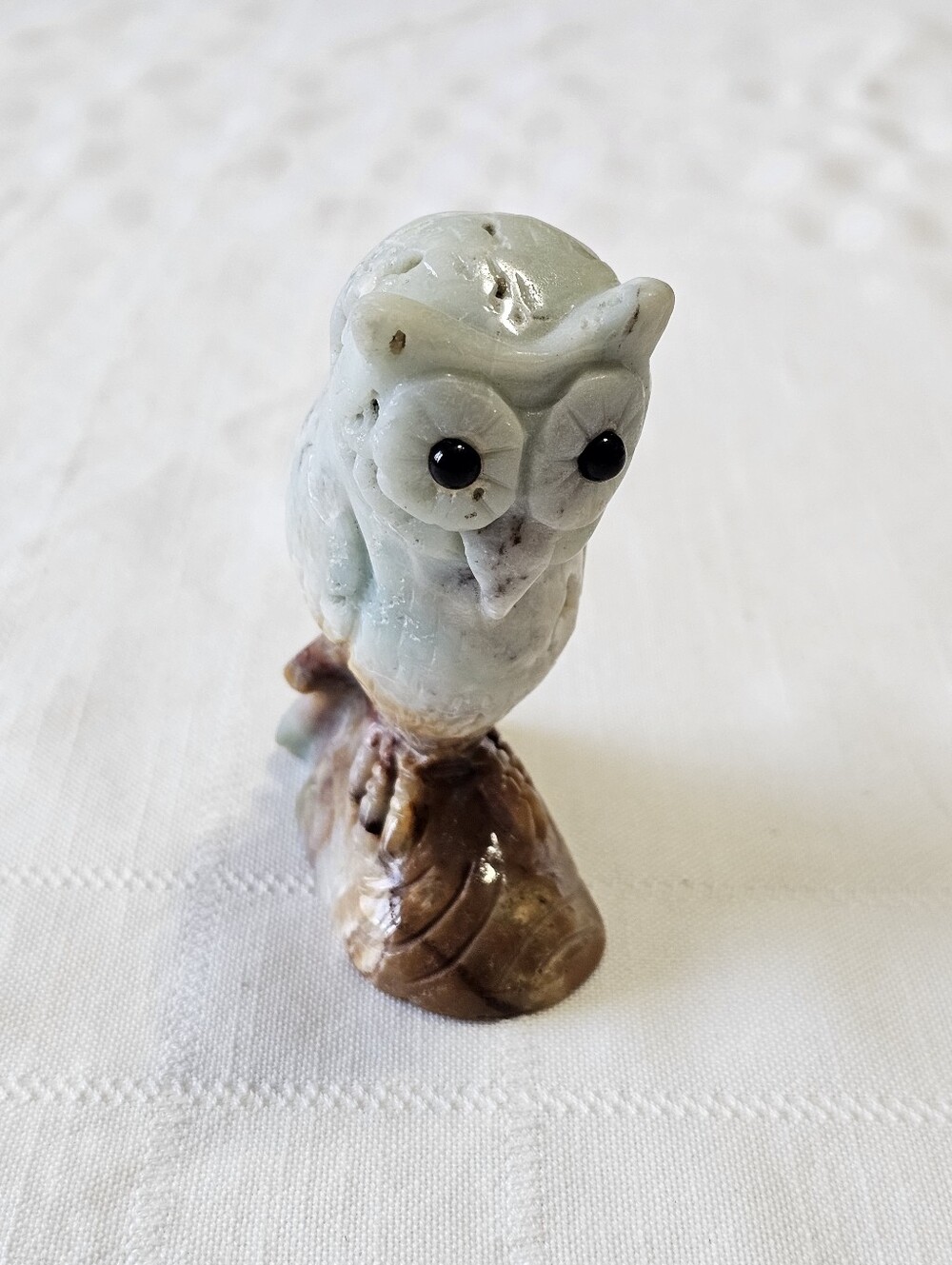 Carved Caribbean Calcite Owl Figurine